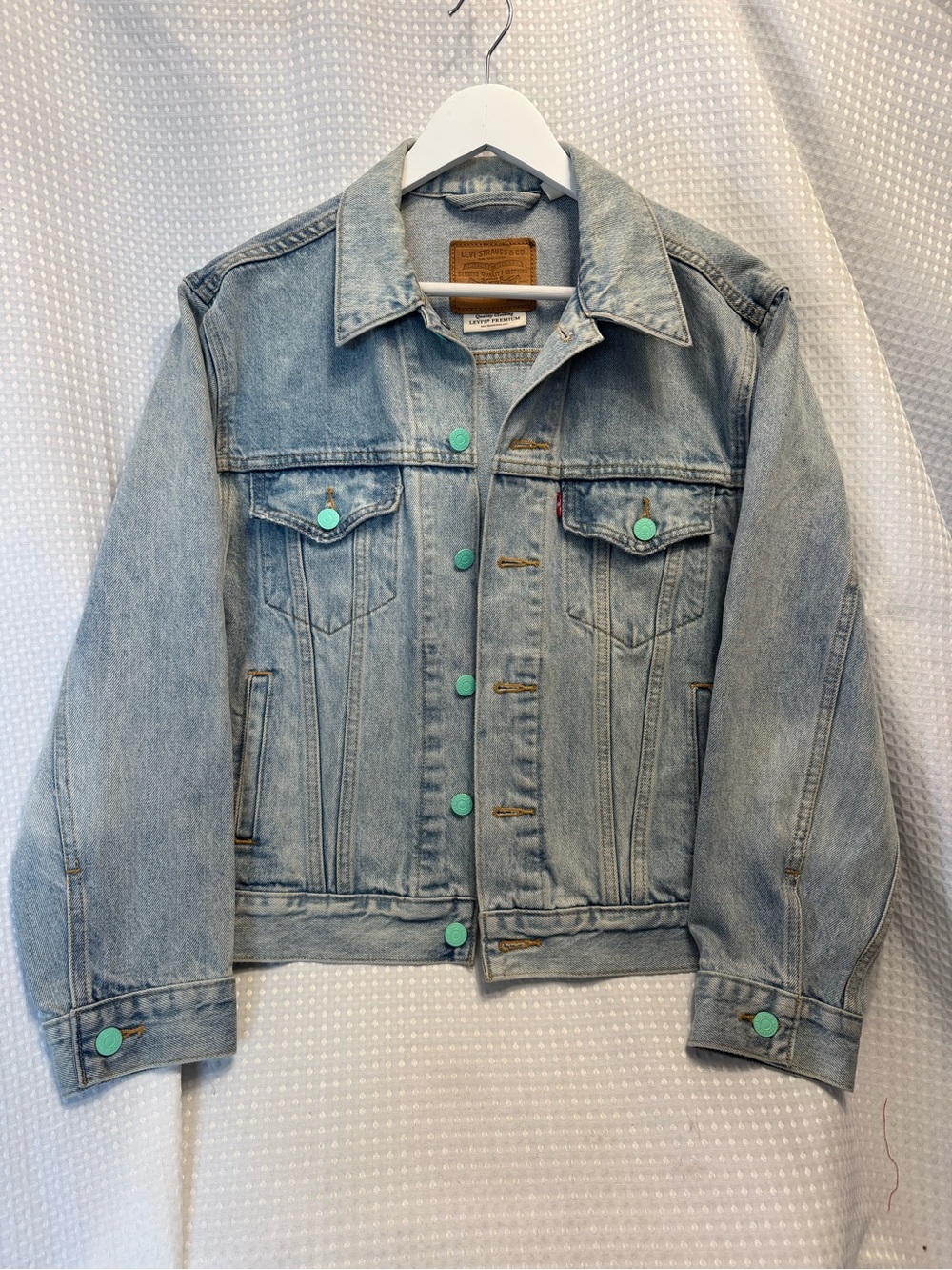 Levi's Light Blue Denim Jacket with Mint Buttons